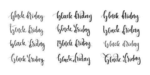 Vector set of realistic isolated calligraphy of Black Friday sale for decoration and covering on the white background.