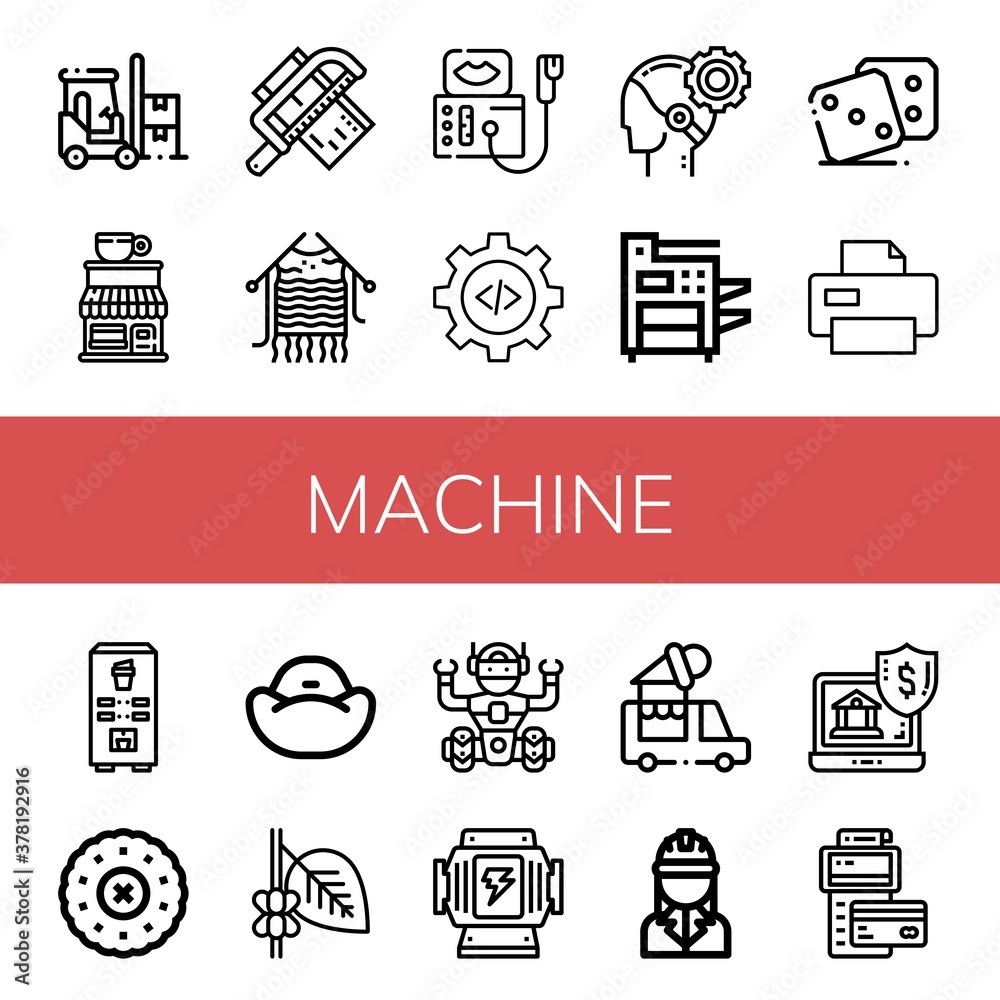 Sticker machine icon set