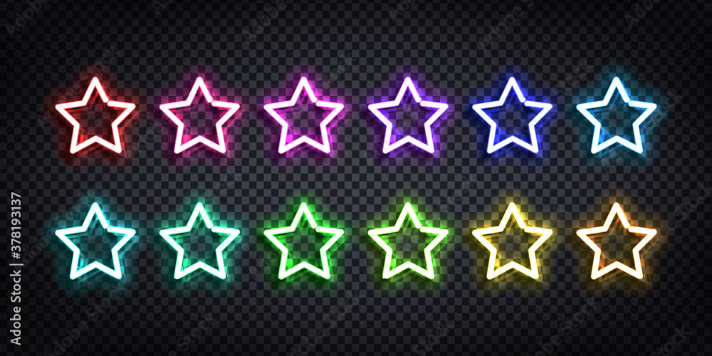 Canvas Prints vector set of realistic isolated neon sign of star logo with different colors for template decoratio