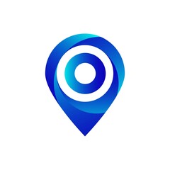 Pin location o letter logo. Location, Map, Pin, Hotel Blue gradient logo