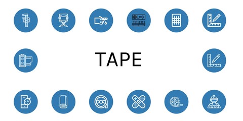 tape simple icons set