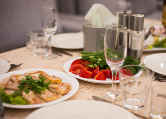 table setting for evening dinner