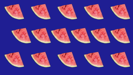 Pattern with a watermelon Slice on a dark blue background.