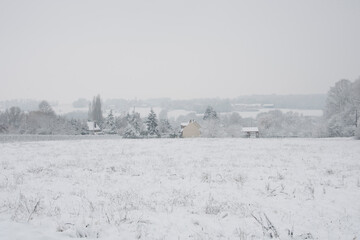 Obraz premium landscape with church in snow