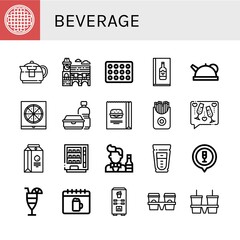 beverage simple icons set