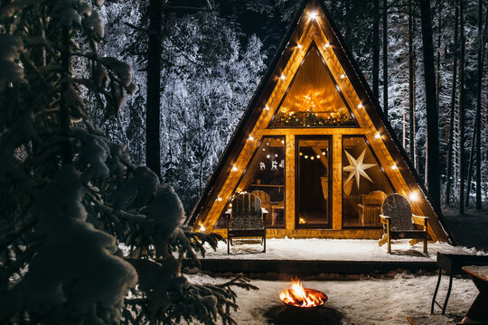 Triangular house in the forest