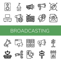 broadcasting simple icons set