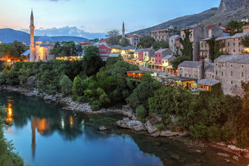 Fototapeta na wymiar Mostar at night, Bosnia Herzegovina