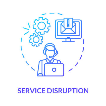 Service Disruption Concept Icon. Corrupt Data Items. Customer Service Idea Thin Line Illustration. Cyber Attack. Web Server Maintenance. System Upgrades. Vector Isolated Outline RGB Color Drawing