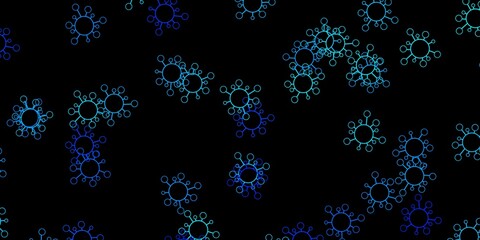 Dark blue vector pattern with coronavirus elements.