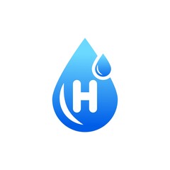 Water drop logo with h letter. .Blue water drop logo