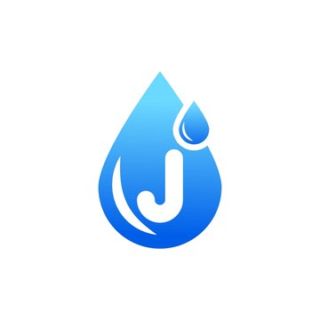 Water drop logo with j letter. .Blue water drop logo