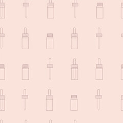 Beauty cosmetics shop icons. Vector seamless pattern. Outlined signs for cosmetics shop. Skin body care.
