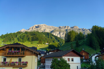 Fototapeta na wymiar Arabba, mountain village in the Dolomites