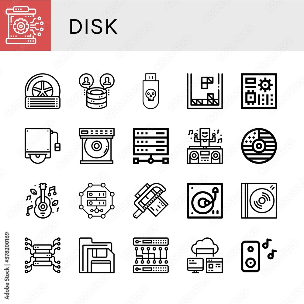 Poster disk icon set