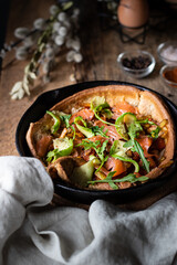 Dutch baby with salmon and avocado 