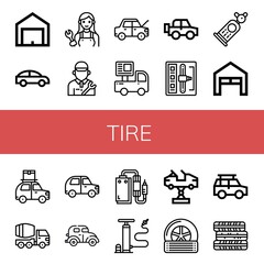 tire simple icons set