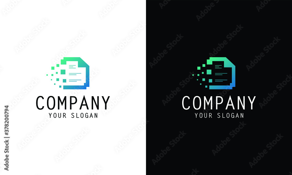 Wall mural paper document logo vector for software agency, software house, printing service, software developer