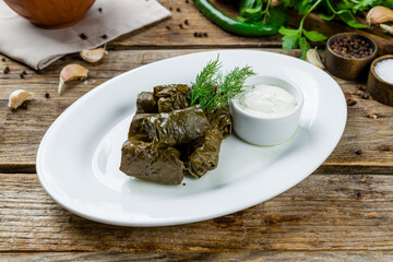 Dolma georgian kitchen on old wooden table