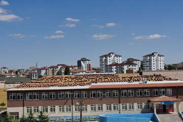 Transferring the roof of the old building, the roof transfer, construction works,
