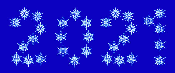 Abstract 2021 snowflakes number