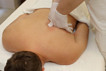 Obraz na płótnie Canvas Deep tissue massage technique. Trigger Point therapy, Chronic Pain Relief