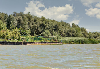 Danube riverbank summer landscape close to Biosphere Reserve. Vilkove, Ukraine.