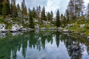 Obraz na płótnie Canvas An autumn shot at the lower Varicla lake - Orobie - Italian Alps