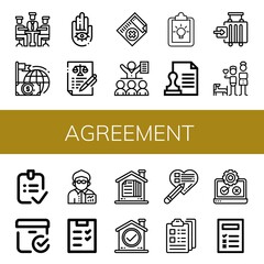 agreement simple icons set