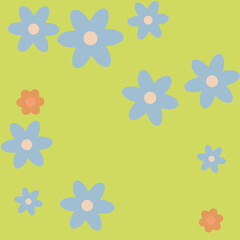 Cartoon Flowers Seamless Vector Pattern - Repeating ornament for textile, wraping paper, fashion etc.