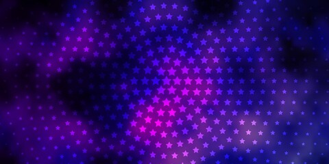 Dark Purple, Pink vector template with neon stars. Blur decorative design in simple style with stars. Best design for your ad, poster, banner.