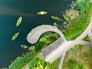 Beautiful aerial landscape of Moletai, one of the oldest settlements in Lithuania and a popular...