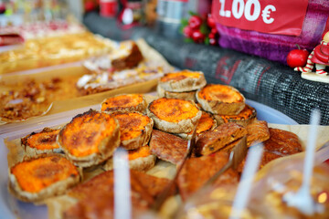 Assorted cookies, sweets and candies sold on traditional Christmas fair in Riga, Latvia