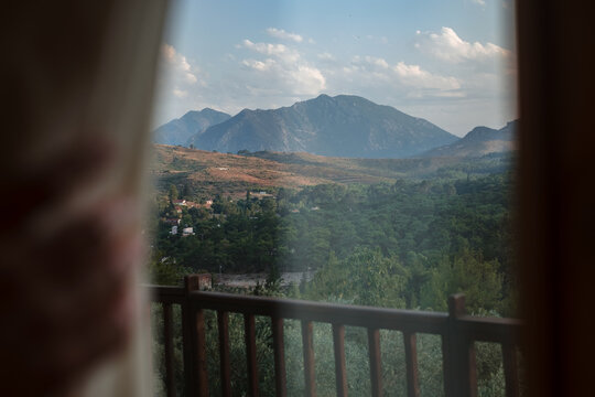 View from house window on nature