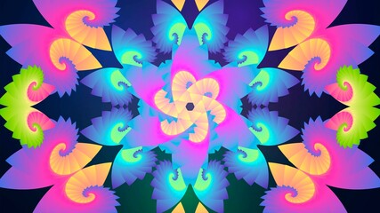 Abstract background with symmetrical colorful pattern, psychedelic ornament