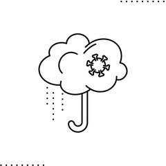 virus, umbrella shape cloud, and rain vector icon in outlines