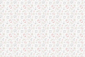 School background. Seamless pattern with doodles. Vector