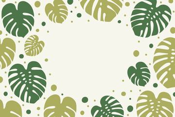 Tropical leaves background with copyspace. Summer banner concept. Vector