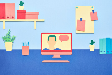 Man speaking during video chat on computer