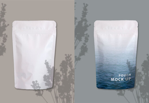 Pouch Mockup with Plant Shadow 