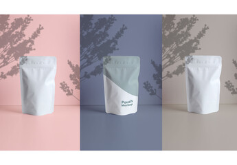 Stand Up Pouch Mockup with Plant Shadow 