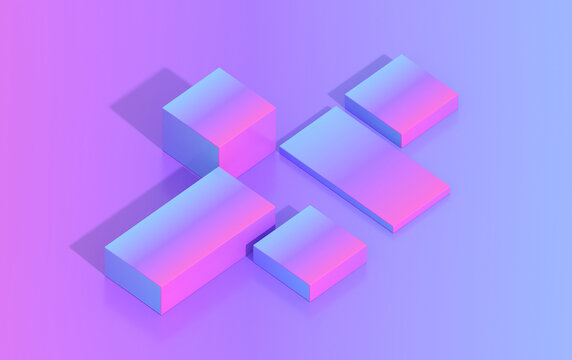 3d pedestal for demonstration of goods in isometric, gradient colors, render
