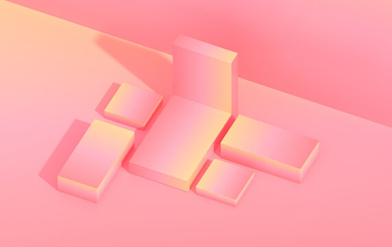 3d pedestal for demonstration of goods in isometric, gradient colors, render