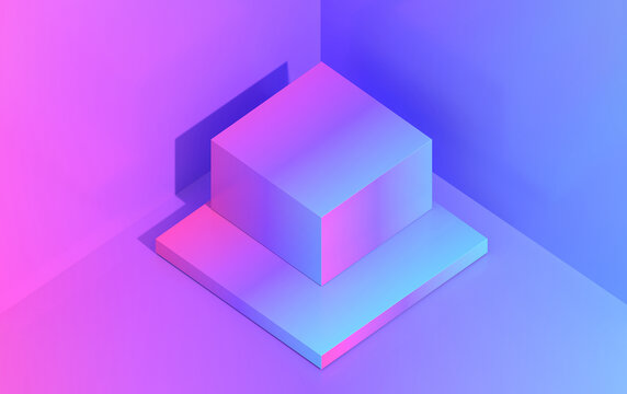 3d pedestal for demonstration of goods in isometric, gradient colors, render