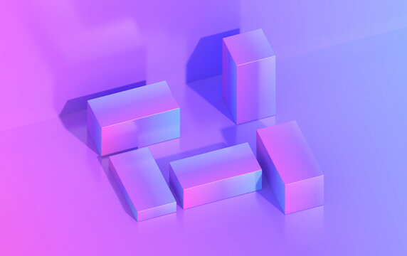 3d pedestal for demonstration of goods in isometric, gradient colors, render