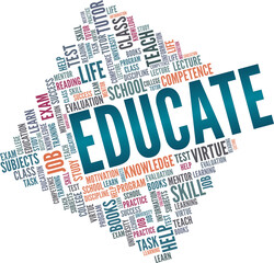Educate vector illustration word cloud isolated on a white background.