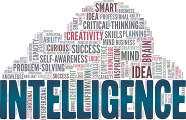 Obraz premium Intelligence vector illustration word cloud isolated on a white background.