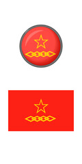 Meng Vax flag icons on a white background. Vector image: button, flag, and abbreviation. You can use it to create a website, print brochures, booklets, flyers, stickers, and travel guides.