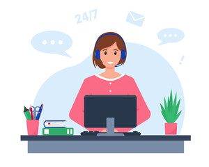 Call center or customer service concept.