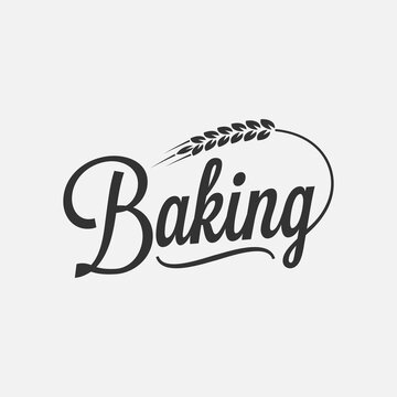 Baking lettering logo with wheat on background